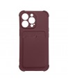 Card Armor Case Pouch Cover for iPhone 13 Pro Max Card Wallet Silicone Air Bag Armor Case Raspberry