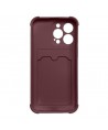 Card Armor Case Pouch Cover for iPhone 13 Pro Max Card Wallet Silicone Air Bag Armor Case Raspberry