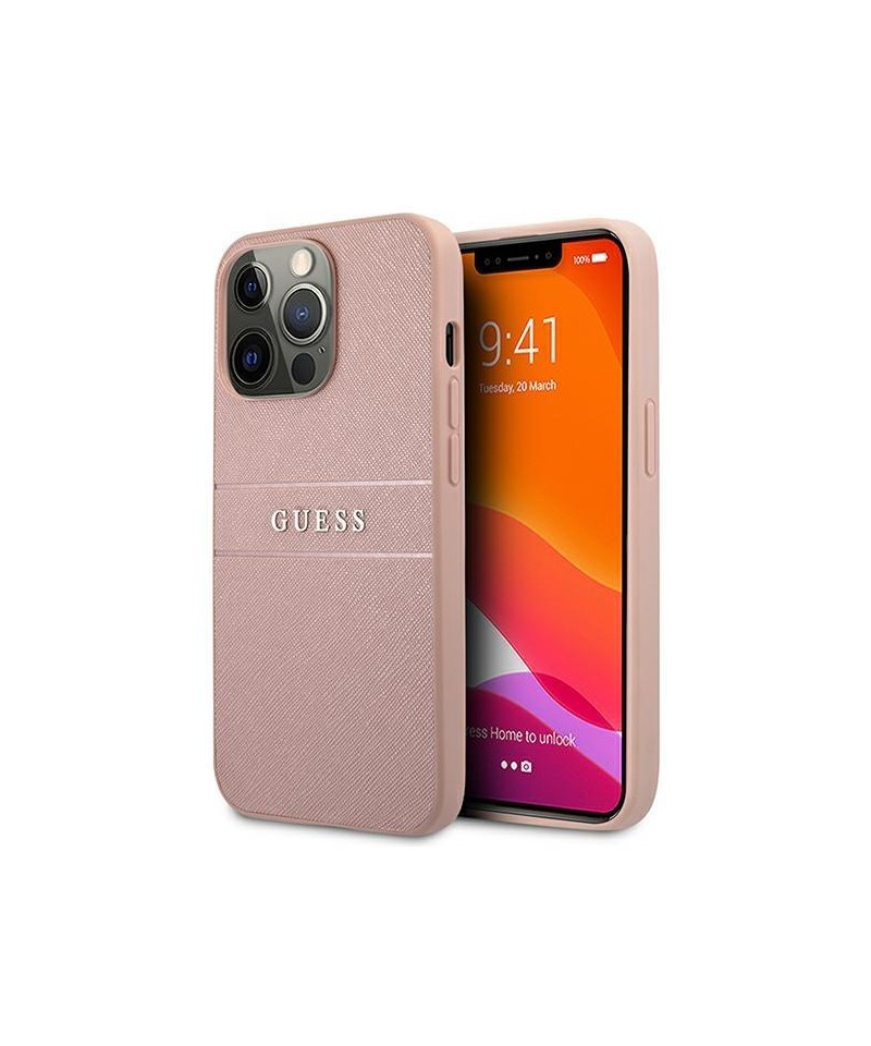 Guess GUHCP13XPSASBPI iPhone 13 Pro Max 6.7" pink/pink hardcase Saffiano Stripe