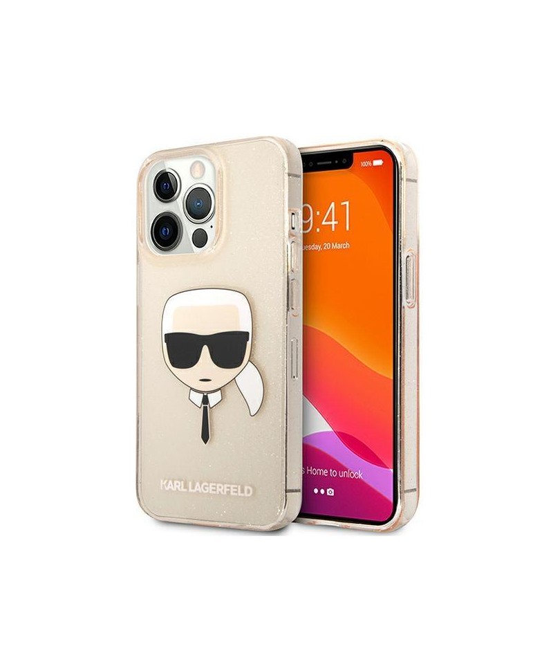 Karl Lagerfeld Glitter Karl's Head Case for iPhone 13 Pro / iPhone 13 - Gold