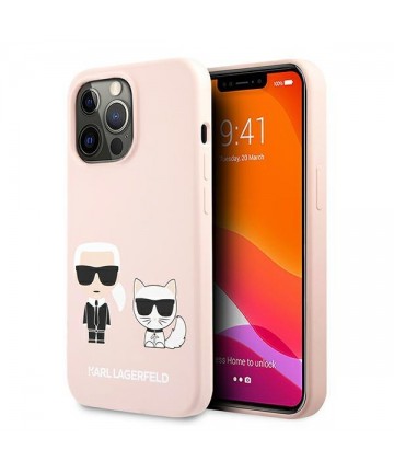 Karl Lagerfeld Silicone Karl&Choupette Case for iPhone 13 Pro / iPhone 13 - Light Pink