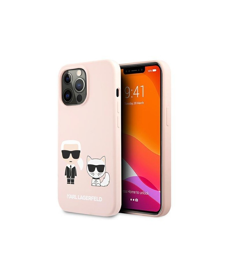 Karl Lagerfeld Silicone Karl&Choupette Case for iPhone 13 Pro / iPhone 13 - Light Pink