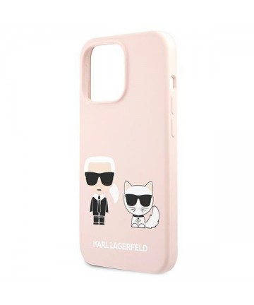 Karl Lagerfeld Silicone Karl&Choupette Case for iPhone 13 Pro / iPhone 13 - Light Pink
