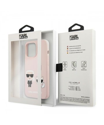 Karl Lagerfeld Silicone Karl&Choupette Case for iPhone 13 Pro / iPhone 13 - Light Pink