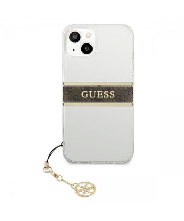 Guess GUHCP13SKB4GBR iPhone 13 mini 5.4" Transparent hardcase 4G Brown Strap Charm