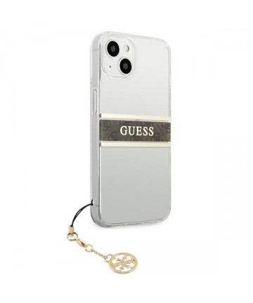 Guess GUHCP13SKB4GBR iPhone 13 mini 5.4" Transparent hardcase 4G Brown Strap Charm