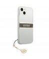 Guess GUHCP13SKB4GBR iPhone 13 mini 5.4" Transparent hardcase 4G Brown Strap Charm