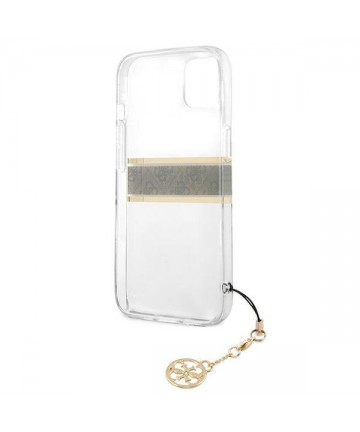 Guess GUHCP13SKB4GBR iPhone 13 mini 5.4" Transparent hardcase 4G Brown Strap Charm