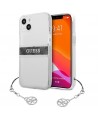 Guess GUHCP13SKB4GGR iPhone 13 mini 5.4" Transparent hardcase 4G Gray Strap Charm