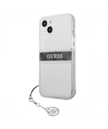 Guess GUHCP13SKB4GGR iPhone 13 mini 5.4" Transparent hardcase 4G Gray Strap Charm