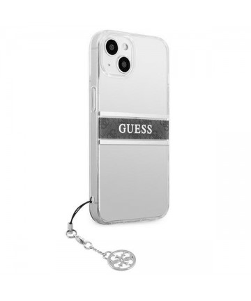 Guess GUHCP13SKB4GGR iPhone 13 mini 5.4" Transparent hardcase 4G Gray Strap Charm