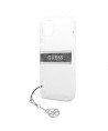 Guess GUHCP13SKB4GGR iPhone 13 mini 5.4" Transparent hardcase 4G Gray Strap Charm