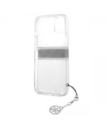 Guess GUHCP13SKB4GGR iPhone 13 mini 5.4" Transparent hardcase 4G Gray Strap Charm