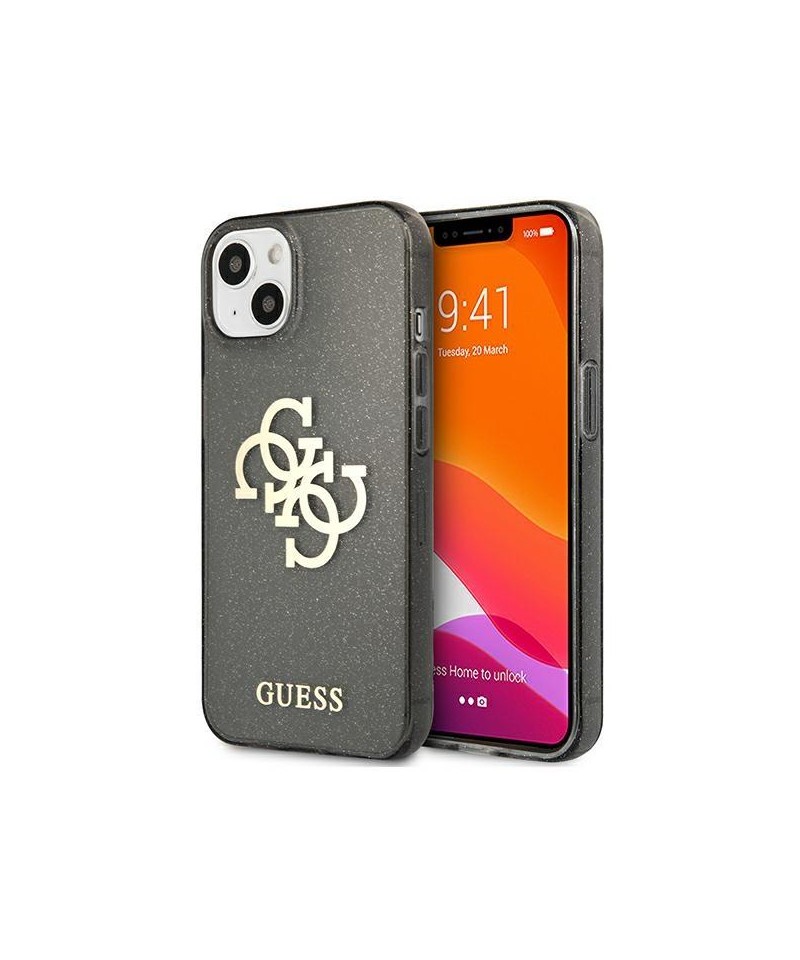 Guess GUHCP13SPCUGL4GBK iPhone 13 mini 5.4" black/black hard case Glitter 4G Big Logo