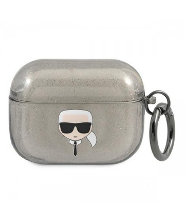 Karl Lagerfeld Glitter Karl's Head Case for AirPods Pro - Black