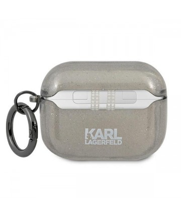 Karl Lagerfeld Glitter Karl's Head Case for AirPods Pro - Black