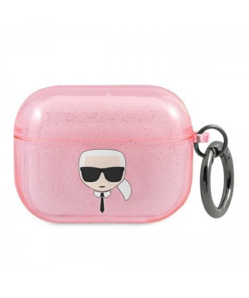 Karl Lagerfeld Glitter Karl's Head Case for AirPods Pro - Pink