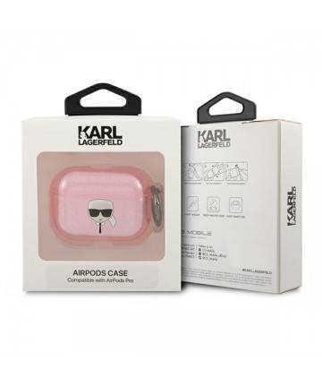 Karl Lagerfeld Glitter Karl's Head Case for AirPods Pro - Pink