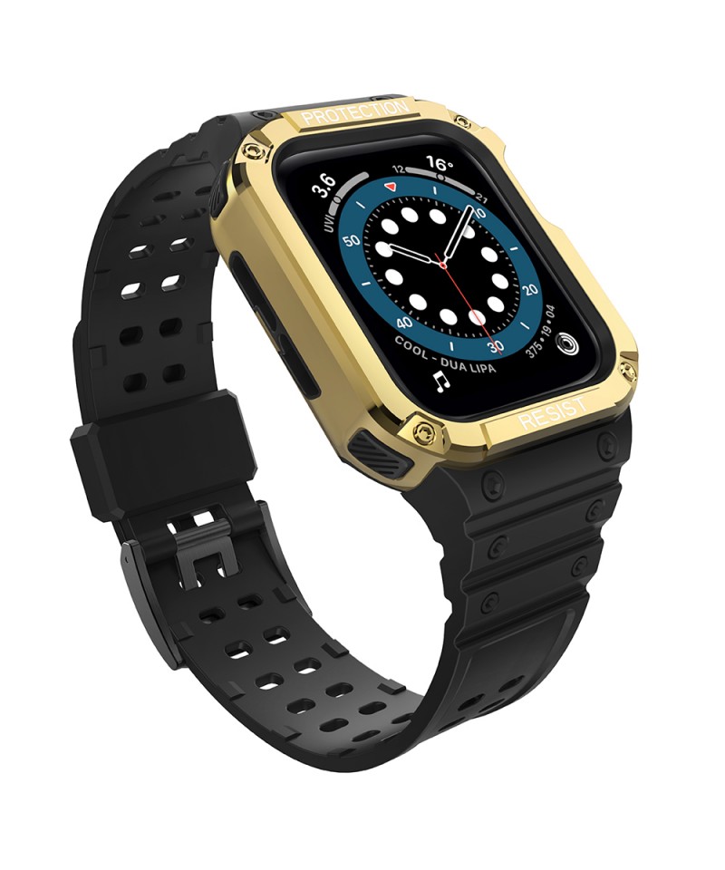 Protect Strap Band for Apple Watch 38/40/41mm Armored Case Strap - Black, Gold