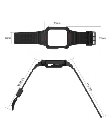 Protect Strap Band for Apple Watch 38/40/41mm Armored Case Strap - Black, Gold