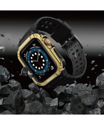 Protect Strap Band for Apple Watch 38/40/41mm Armored Case Strap - Black, Gold