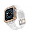 Protect Strap Band for Apple Watch 42/44/45mm Armored Case Strap - Transparent, Rose Gold