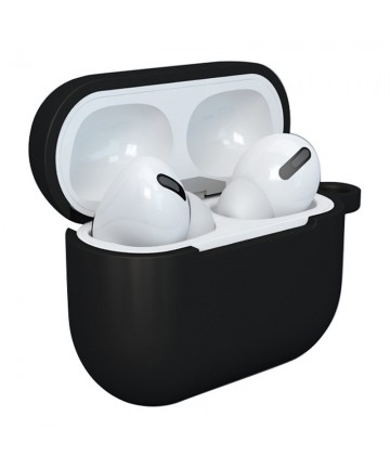 Case for AirPods 3 silicone soft case for headphones + keychain lobster clasp pendant black (case D)