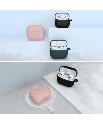 Case for AirPods 3 silicone soft case for headphones + keychain lobster clasp pendant black (case D)
