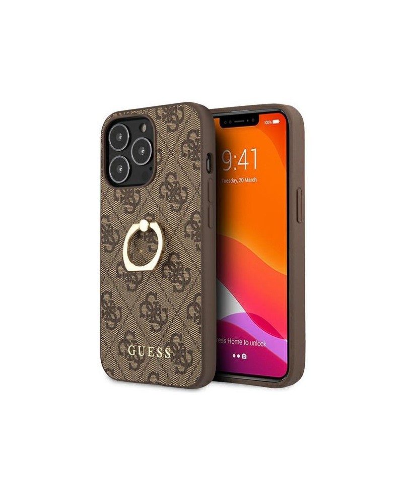 Guess GUHCP13L4GMRBR iPhone 13 Pro / 13 6.1" brown/brown hardcase 4G with ring stand