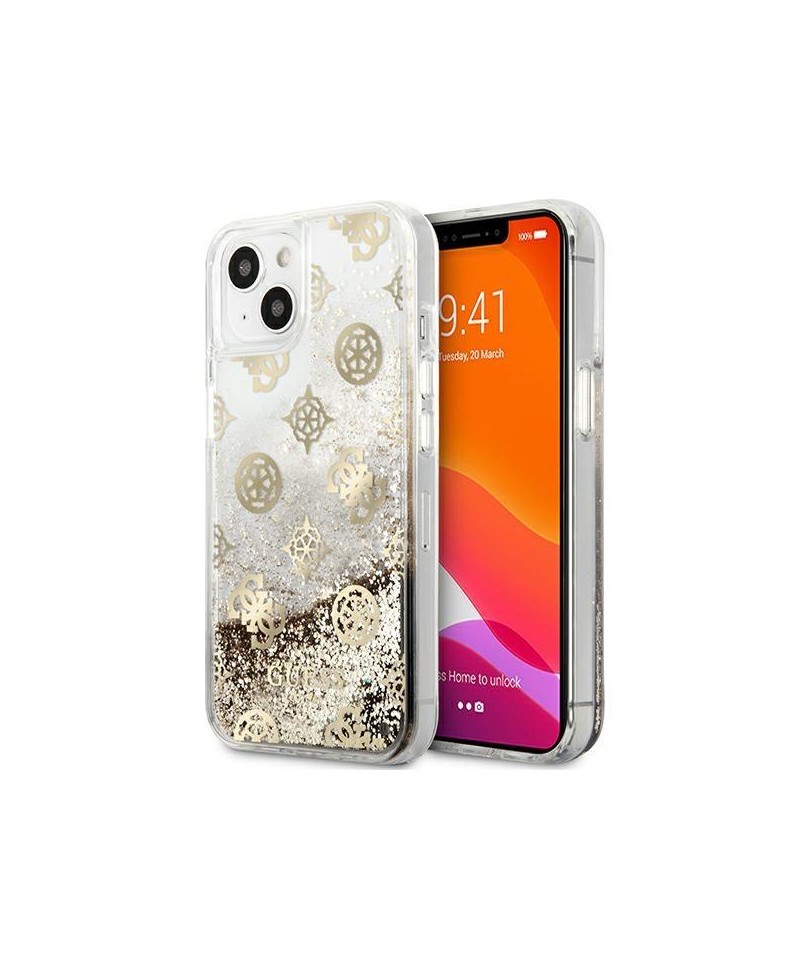 Guess GUHCP13SLGPEGO iPhone 13 mini 5.4" gold/gold hardcase Peony Liquid Glitter