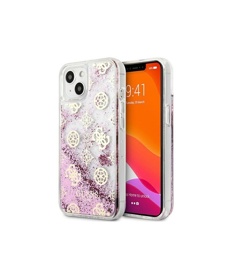 Guess GUHCP13SLGPEPI iPhone 13 mini 5.4" pink/pink hardcase Peony Liquid Glitter