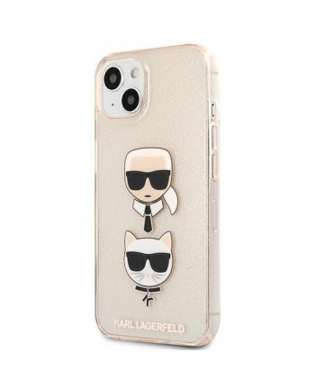Karl Lagerfeld Glitter Karl's & Choupette Head Case for iPhone 13 mini - Gold