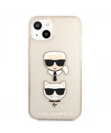 Karl Lagerfeld Glitter Karl's & Choupette Head Case for iPhone 13 mini - Gold