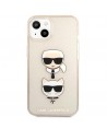 Karl Lagerfeld Glitter Karl's & Choupette Head Case for iPhone 13 mini - Gold
