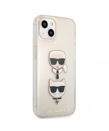 Karl Lagerfeld Glitter Karl's & Choupette Head Case for iPhone 13 mini - Gold