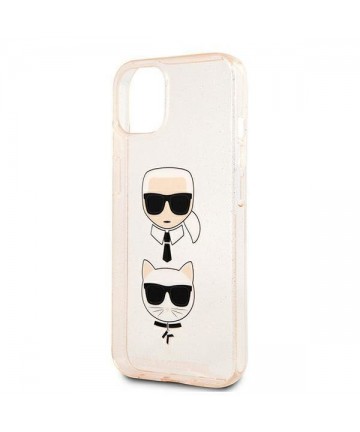 Karl Lagerfeld Glitter Karl's & Choupette Head Case for iPhone 13 mini - Gold