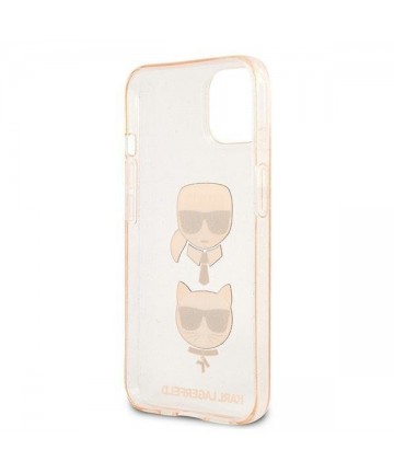 Karl Lagerfeld Glitter Karl's & Choupette Head Case for iPhone 13 mini - Gold