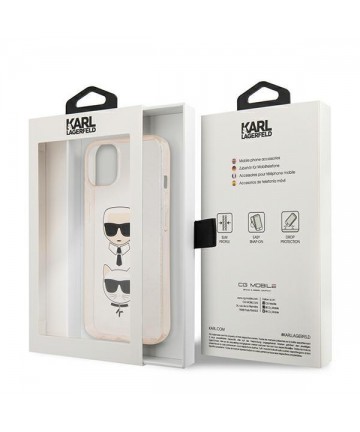 Karl Lagerfeld Glitter Karl's & Choupette Head Case for iPhone 13 mini - Gold