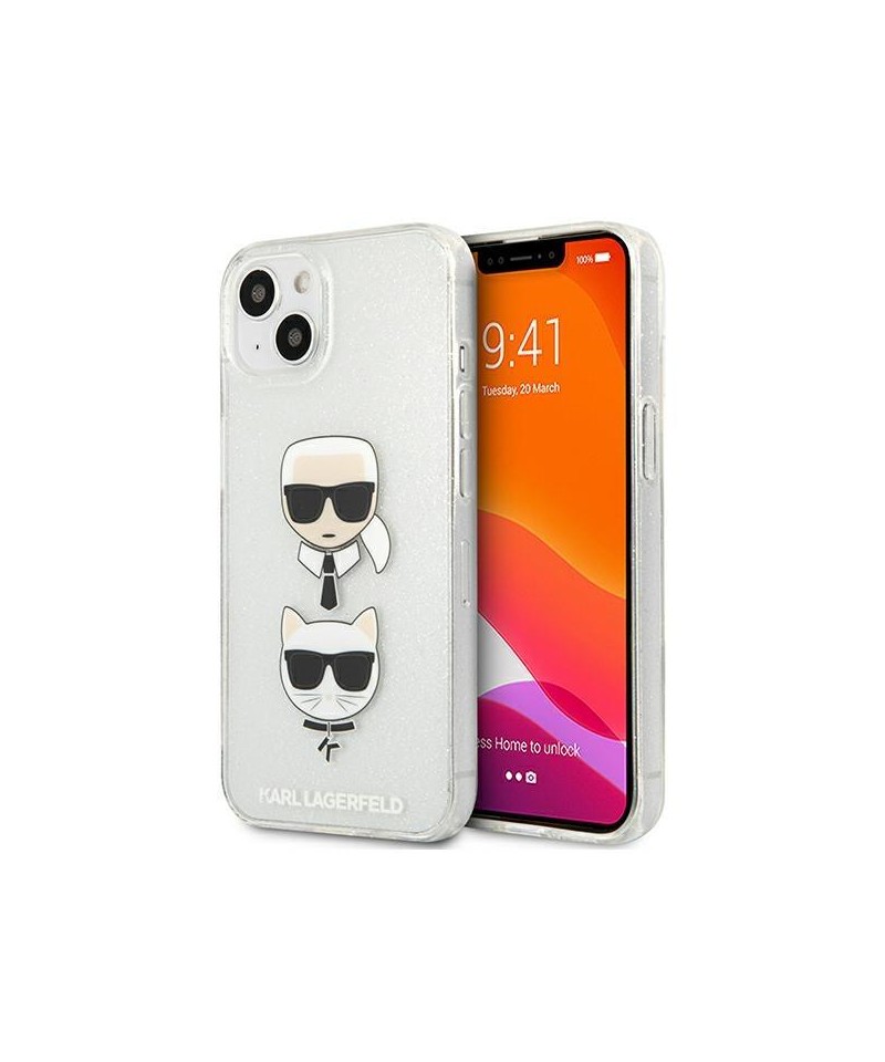 Karl Lagerfeld Glitter Karl's & Choupette Head case for iPhone 13 mini - silver