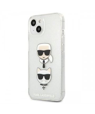 Karl Lagerfeld Glitter Karl's & Choupette Head case for iPhone 13 mini - silver
