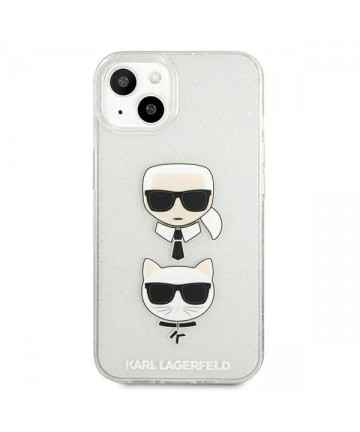 Karl Lagerfeld Glitter Karl's & Choupette Head case for iPhone 13 mini - silver