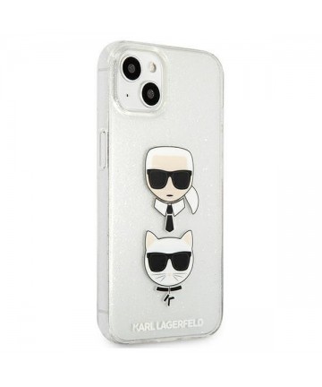 Karl Lagerfeld Glitter Karl's & Choupette Head case for iPhone 13 mini - silver