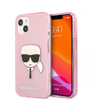 Karl Lagerfeld Glitter Karl's Head Case for iPhone 13 mini - Pink