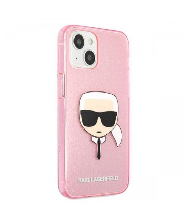 Karl Lagerfeld Glitter Karl's Head Case for iPhone 13 mini - Pink