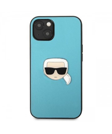 Karl Lagerfeld Leather Ikonik Karl's Head Metal Case for iPhone 13 mini - Blue