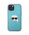 Karl Lagerfeld Leather Ikonik Karl's Head Metal Case for iPhone 13 mini - Blue