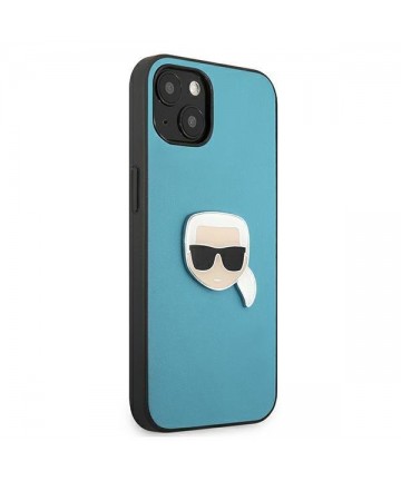 Karl Lagerfeld Leather Ikonik Karl's Head Metal Case for iPhone 13 mini - Blue