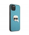 Karl Lagerfeld Leather Ikonik Karl's Head Metal Case for iPhone 13 mini - Blue