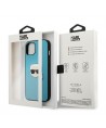 Karl Lagerfeld Leather Ikonik Karl's Head Metal Case for iPhone 13 mini - Blue