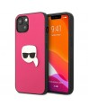 Karl Lagerfeld Leather Ikonik Karl's Head Metal Case for iPhone 13 mini - Pink